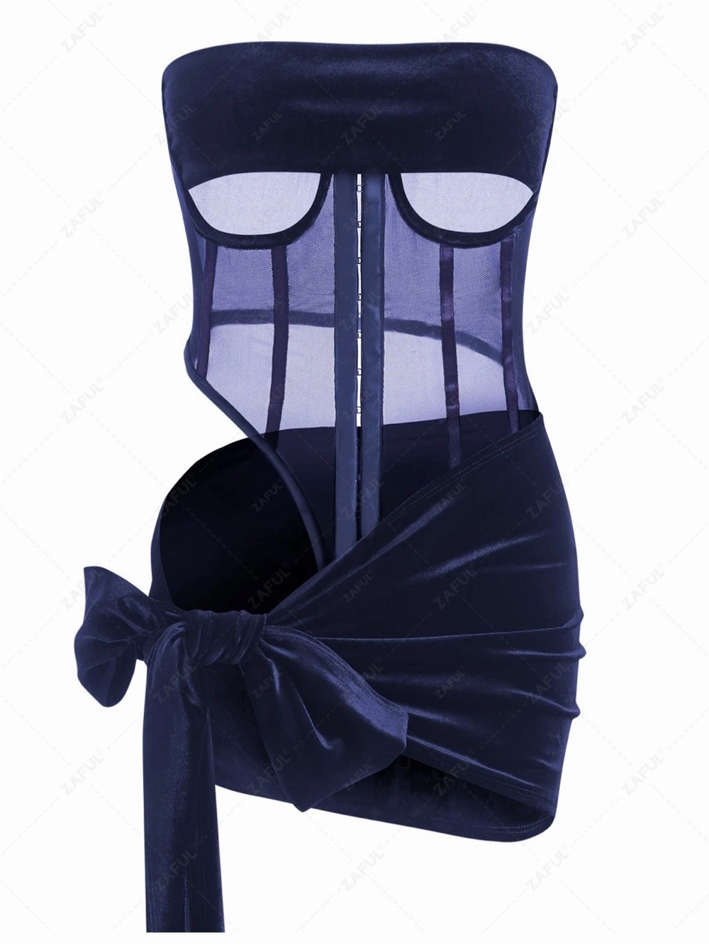 Zaful Velour Corset Two Piece Set